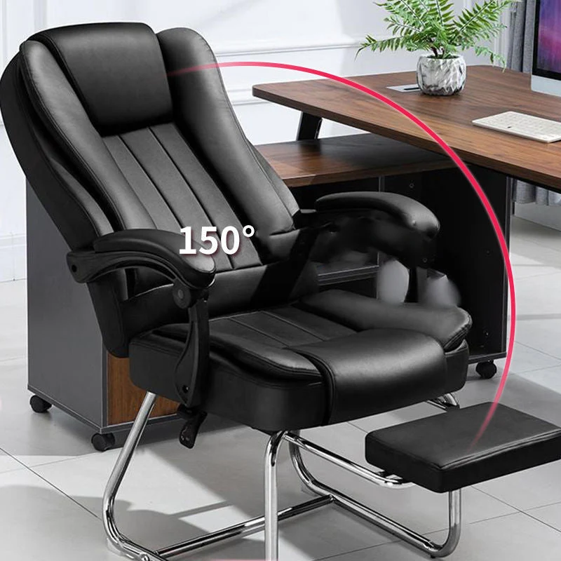 Fauteuil de direction ergonomique moderne, bras réglables, sans roues, chaise de direction Clearhalo