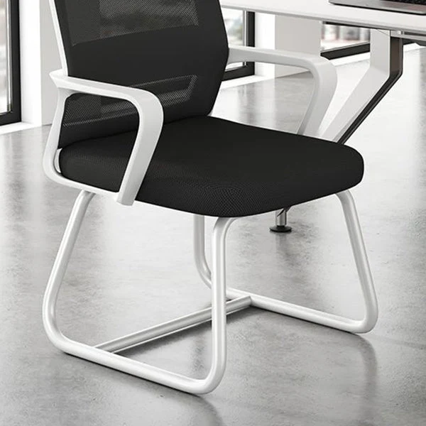 Fauteuil ergonomique en maille, à dossier moyen, à bras fixes, pour la maison et le bureau, sans roulettes Clearhalo