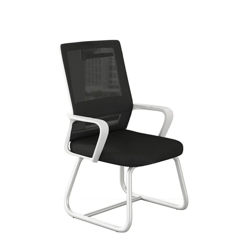 Fauteuil ergonomique en maille, à dossier moyen, à bras fixes, pour la maison et le bureau, sans roulettes Clearhalo