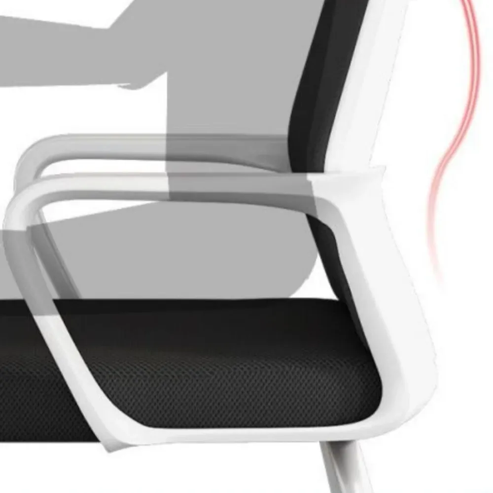 Fauteuil ergonomique en maille, à dossier moyen, à bras fixes, pour la maison et le bureau, sans roulettes Clearhalo