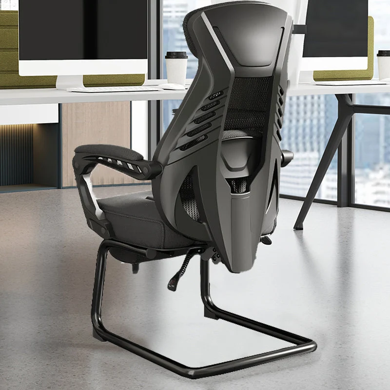 Fauteuil ergonomique moderne sans roues, bureau à bras fixes à dossier haut Clearhalo
