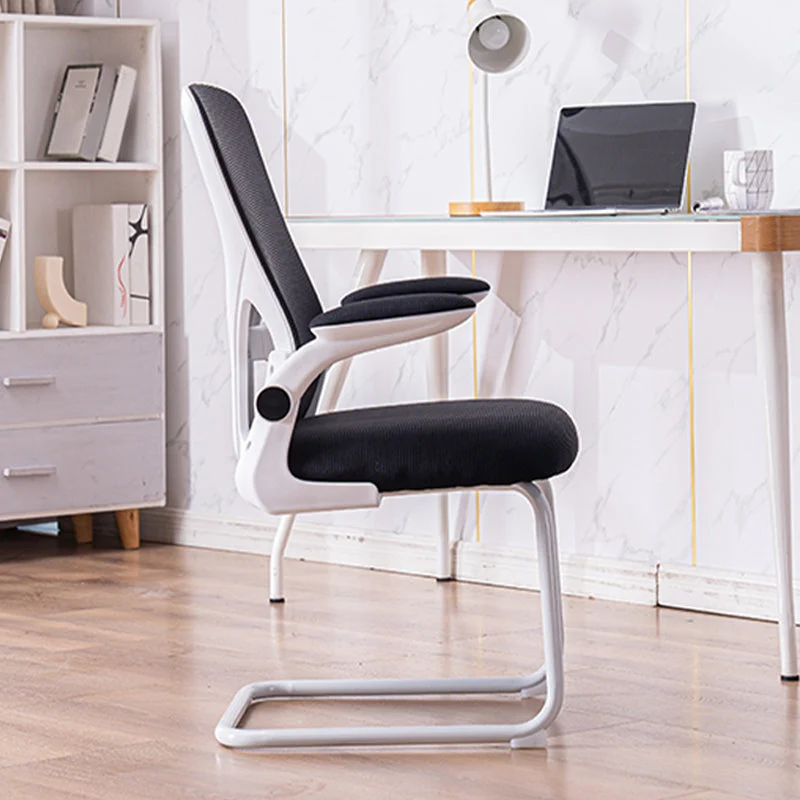 Fauteuil moderne avec accoudoirs inclus, chaise de bureau en maille à dossier haut, noir/vert/gris/bleu/rose Clearhalo