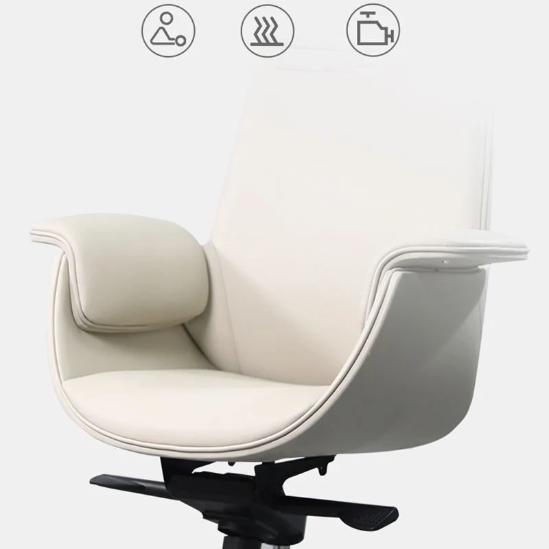 Fauteuil moderne avec accoudoirs inclus, chaise de bureau en cuir à dossier haut avec roulettes Clearhalo