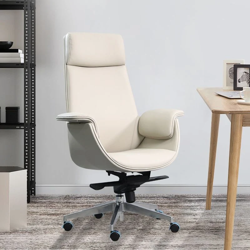 Fauteuil moderne avec accoudoirs inclus, chaise de bureau en cuir à dossier haut avec roulettes Clearhalo