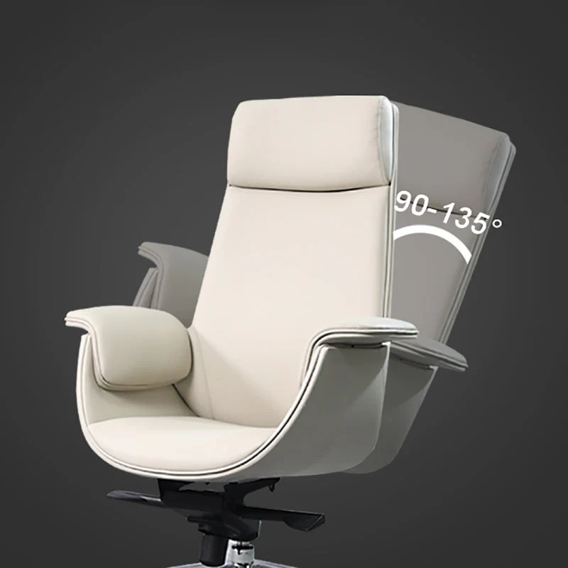 Fauteuil moderne avec accoudoirs inclus, chaise de bureau en cuir à dossier haut avec roulettes Clearhalo