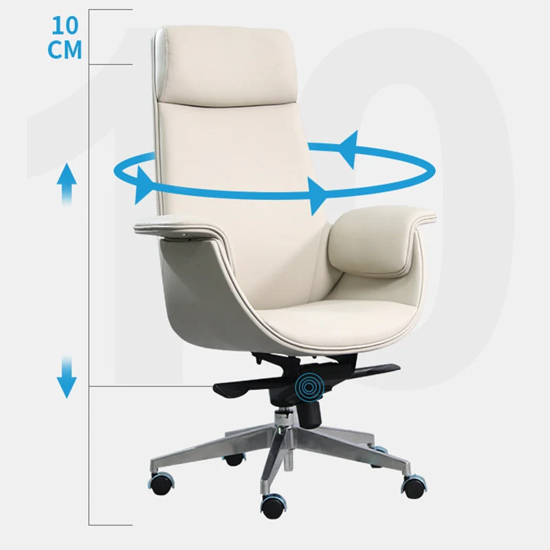 Fauteuil moderne avec accoudoirs inclus, chaise de bureau en cuir à dossier haut avec roulettes Clearhalo