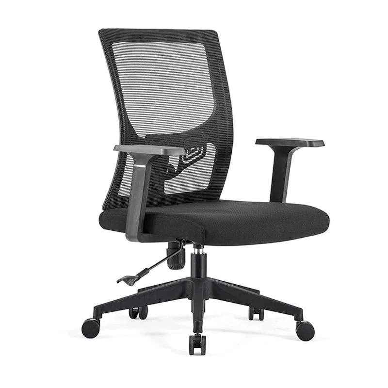 Fauteuil moderne à dossier moyen, chaise de bureau en microfibre noire Clearhalo
