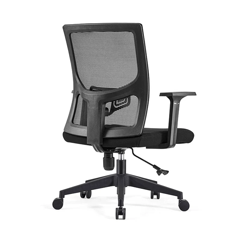 Fauteuil moderne à dossier moyen, chaise de bureau en microfibre noire Clearhalo
