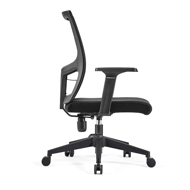 Fauteuil moderne à dossier moyen, chaise de bureau en microfibre noire Clearhalo