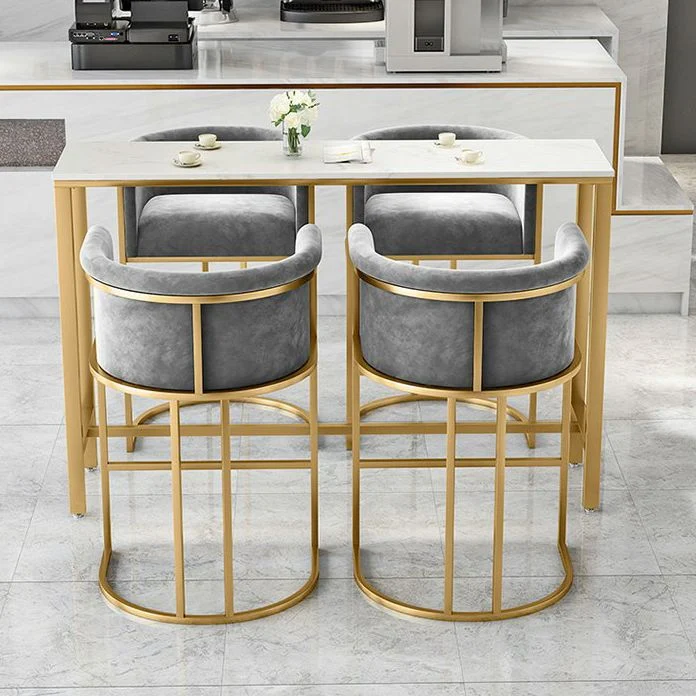 Glam Bar Set 1/3/5 pièces table de pub en faux marbre avec tabourets à dossier solide Clearhalo