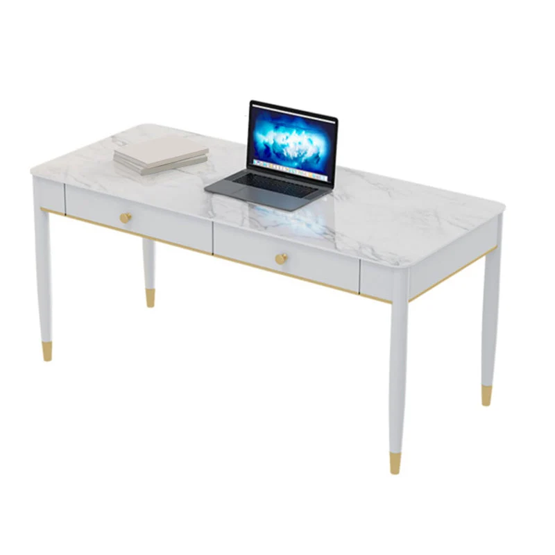 Glam Bureau d'écriture de 29,53 po de haut, base Parsons, bureau blanc avec tiroir Clearhalo