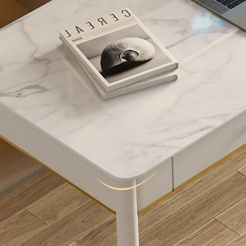 Glam Bureau d'écriture de 29,53 po de haut, base Parsons, bureau blanc avec tiroir Clearhalo