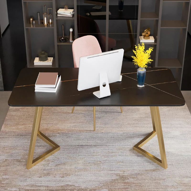 Glam Bureau d'écriture de 29,53 pouces de hauteur, base luge, doré Clearhalo