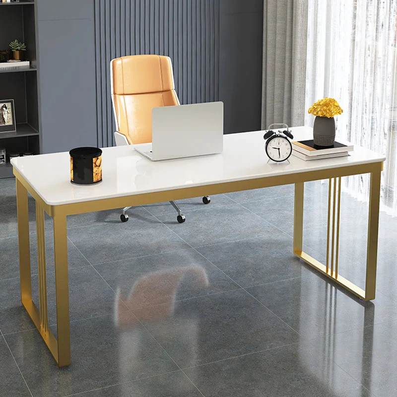 Glam Bureau d'écriture en bois d'ingénierie pour chambre à coucher avec pieds en métal Clearhalo