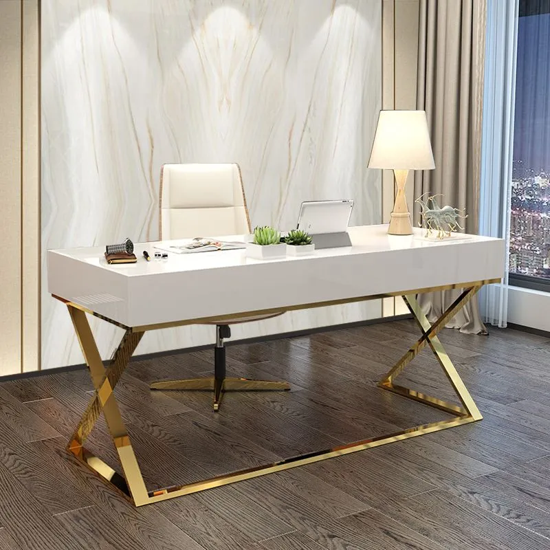 Glam Bureau d'écriture en bois d'ingénierie pour chambre à coucher avec pieds Clearhalo
