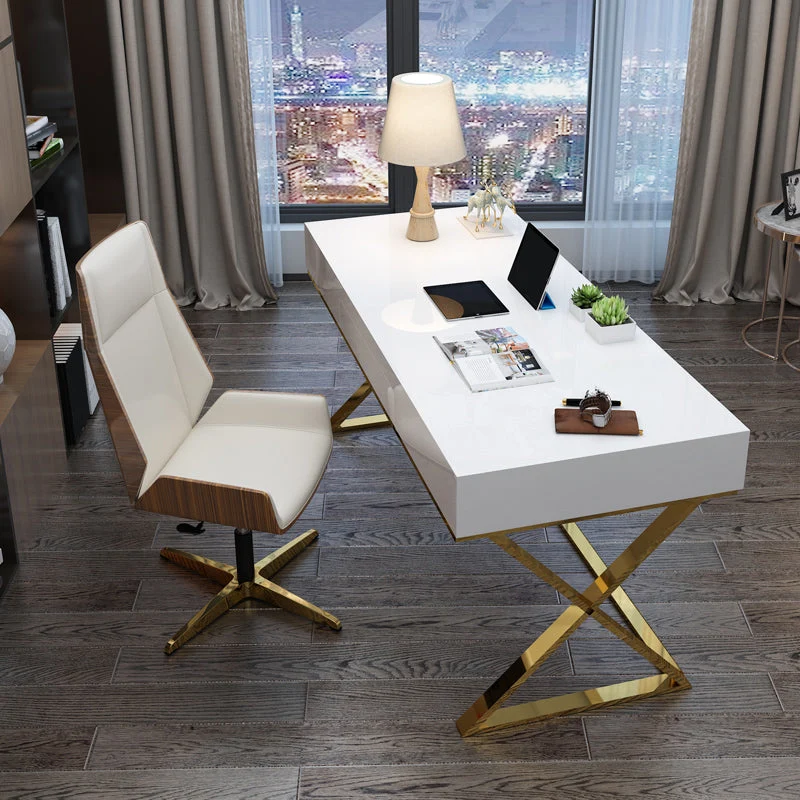 Glam Bureau d'écriture en bois d'ingénierie pour chambre à coucher avec pieds Clearhalo