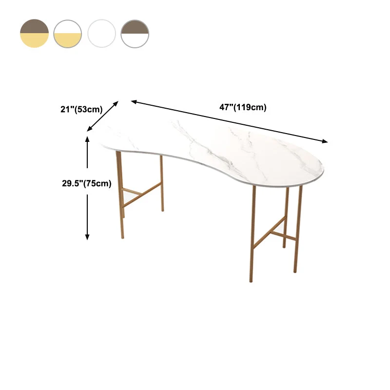 Glam Bureau d'écriture incurvé en pierre avec pieds en métal Clearhalo