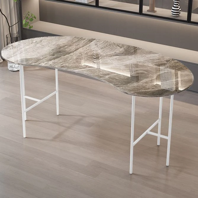 Glam Bureau d'écriture incurvé en pierre avec pieds en métal Clearhalo