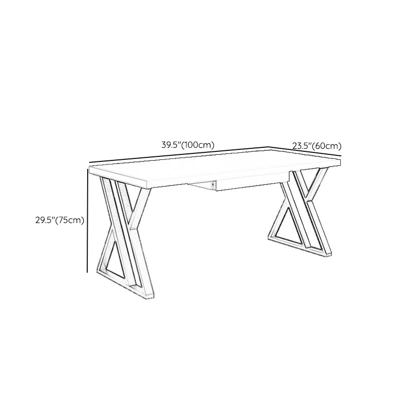 Glam – bureau d'écriture rectangulaire en bois massif blanc, bureau de réunion pour bureau Clearhalo