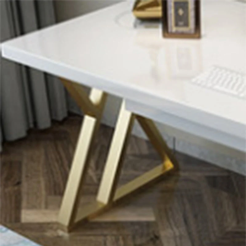 Glam – bureau d'écriture rectangulaire en bois massif blanc, bureau de réunion pour bureau Clearhalo