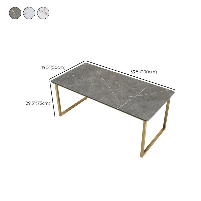 Glam Bureau d'écriture rectangulaire en pierre avec pieds en métal Clearhalo