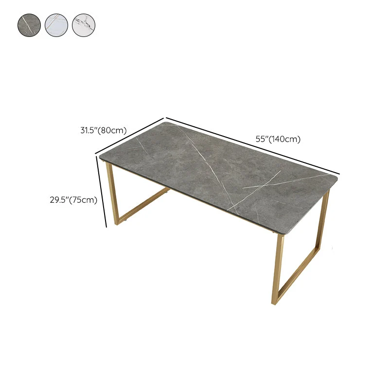 Glam Bureau d'écriture rectangulaire en pierre avec pieds en métal Clearhalo