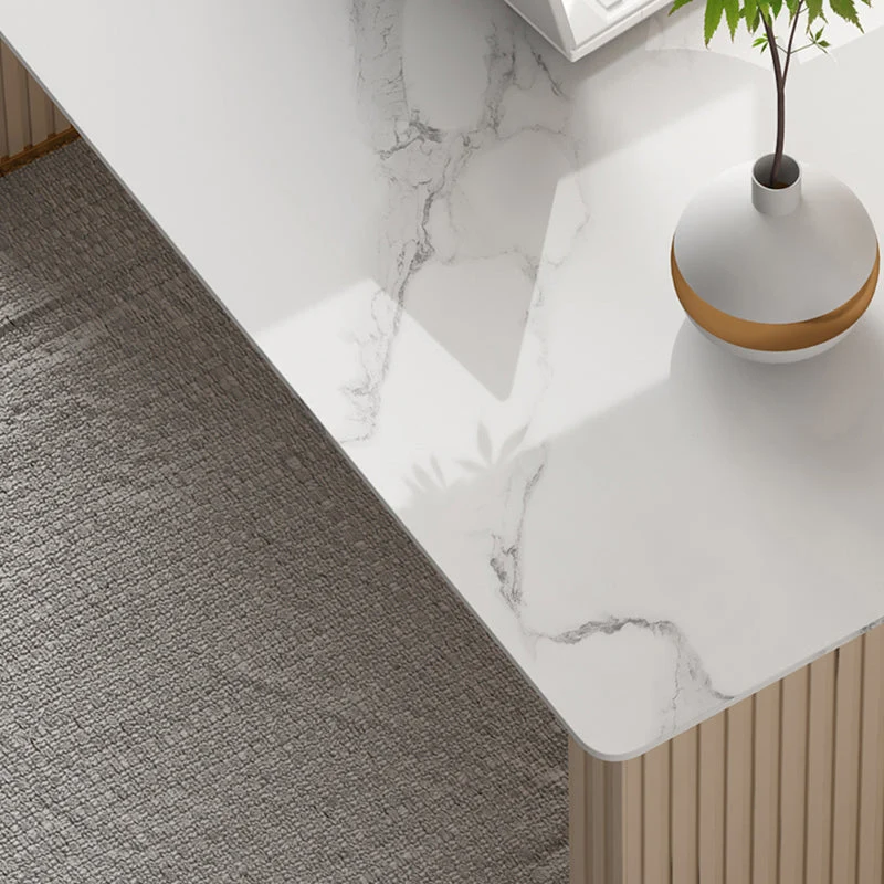 Glam Bureau de direction Péninsule avec miroir en blanc Clearhalo
