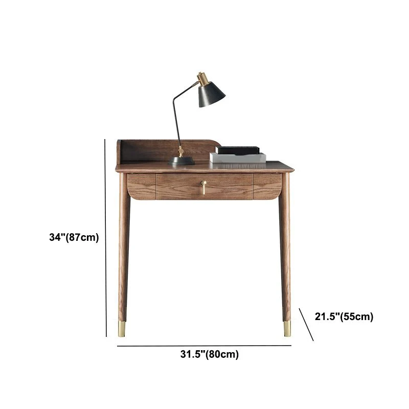 Glam – bureau rectangulaire en bois massif marron, bureau d'écriture pour la maison Clearhalo