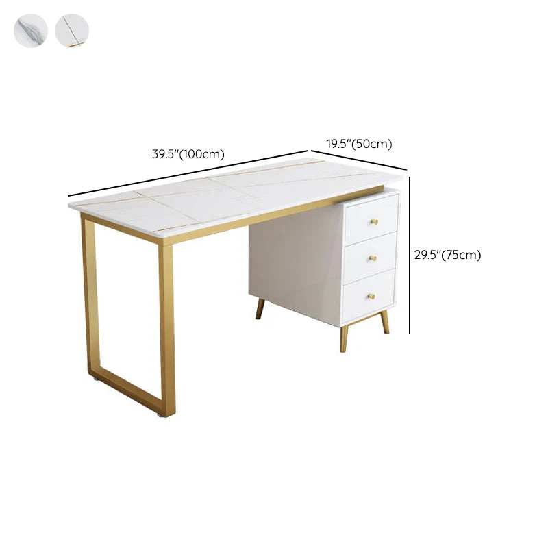 Glam Bureau rectangulaire en pierre de 29,53 po de haut avec tiroirs Clearhalo