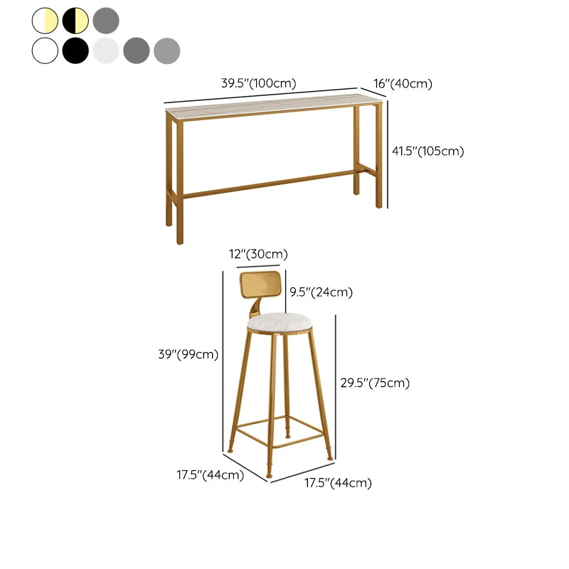 Glam – ensemble de Table de bar rectangulaire en pierre, comptoir avec tabourets, 1/3 pièces, pour café Clearhalo