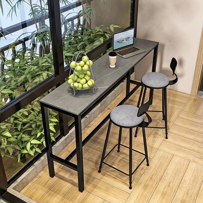 Glam – ensemble de Table de bar rectangulaire en pierre, comptoir avec tabourets, 1/3 pièces, pour café Clearhalo