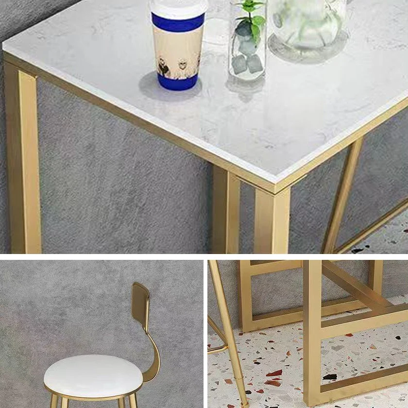Glam Pub Table Set 1/3/5 pièces Table de bar en faux marbre avec tabourets Clearhalo