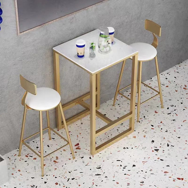 Glam Pub Table Set 1/3/5 pièces Table de bar en faux marbre avec tabourets Clearhalo