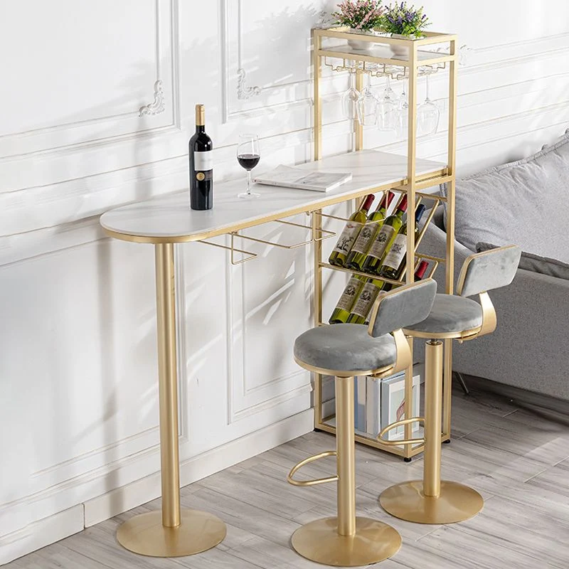 Glam Stone – ensemble de tables de bar rectangulaires avec pieds en métal, 1/2/3 pièces, pour la cuisine Clearhalo