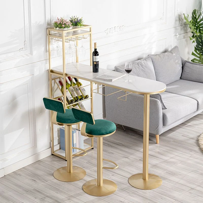 Glam Stone – ensemble de tables de bar rectangulaires avec pieds en métal, 1/2/3 pièces, pour la cuisine Clearhalo