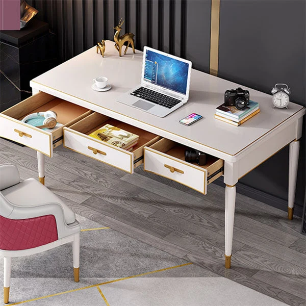 Glam Style Parsons Bureau d'écriture incurvé avec 3 tiroirs Clearhalo
