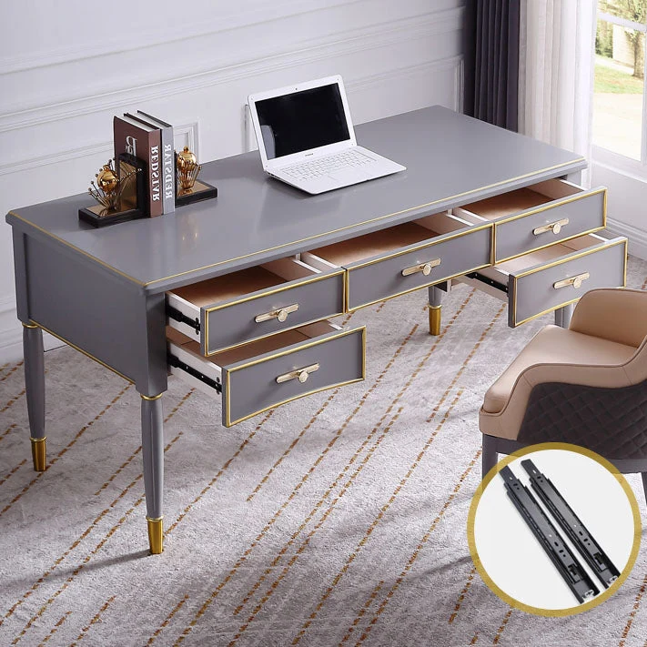 Glam Style Parsons Bureau d'écriture incurvé avec 3 tiroirs Clearhalo