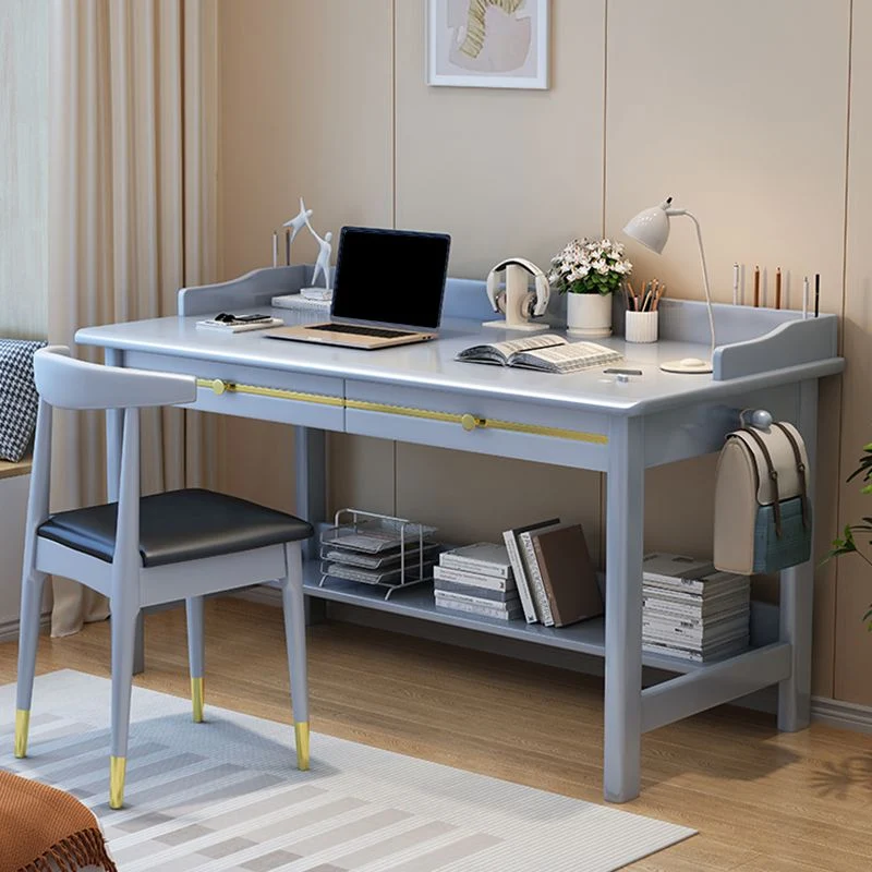 Maison de bureau d'ordinateur de style glamour en bois d'hévé, bureau d'écriture de 23,6 pouces de large Clearhalo