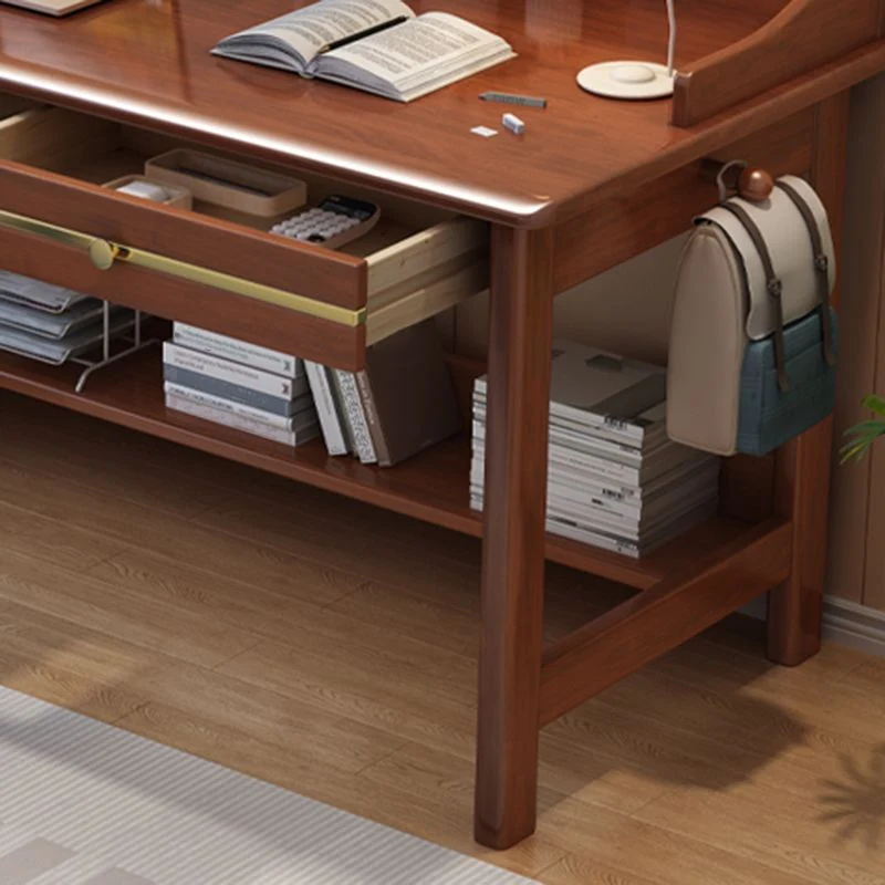 Maison de bureau d'ordinateur de style glamour en bois d'hévé, bureau d'écriture de 23,6 pouces de large Clearhalo