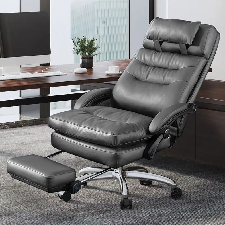 Mécanisme d'inclinaison en cuir de chaise de bras rembourré moderne aucune chaise de bureau ergonomique pénible Clearhalo