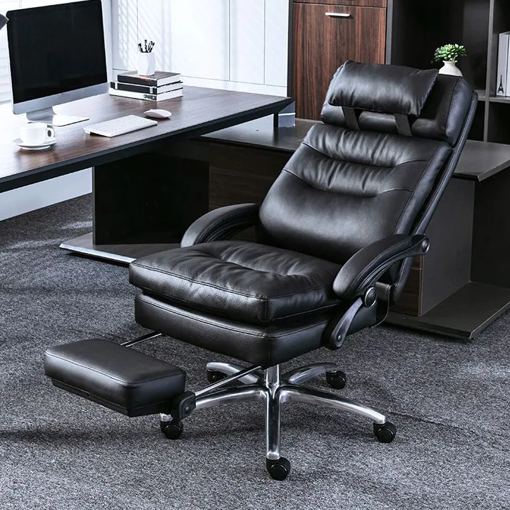 Mécanisme d'inclinaison en cuir de chaise de bras rembourré moderne aucune chaise de bureau ergonomique pénible Clearhalo