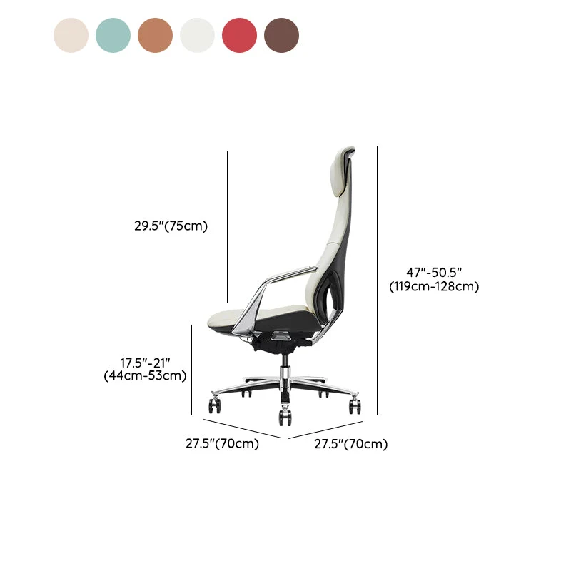 Mécanisme d'inclinaison en cuir de chaise de bureau moderne aucune chaise ergonomique pénible avec des roues Clearhalo