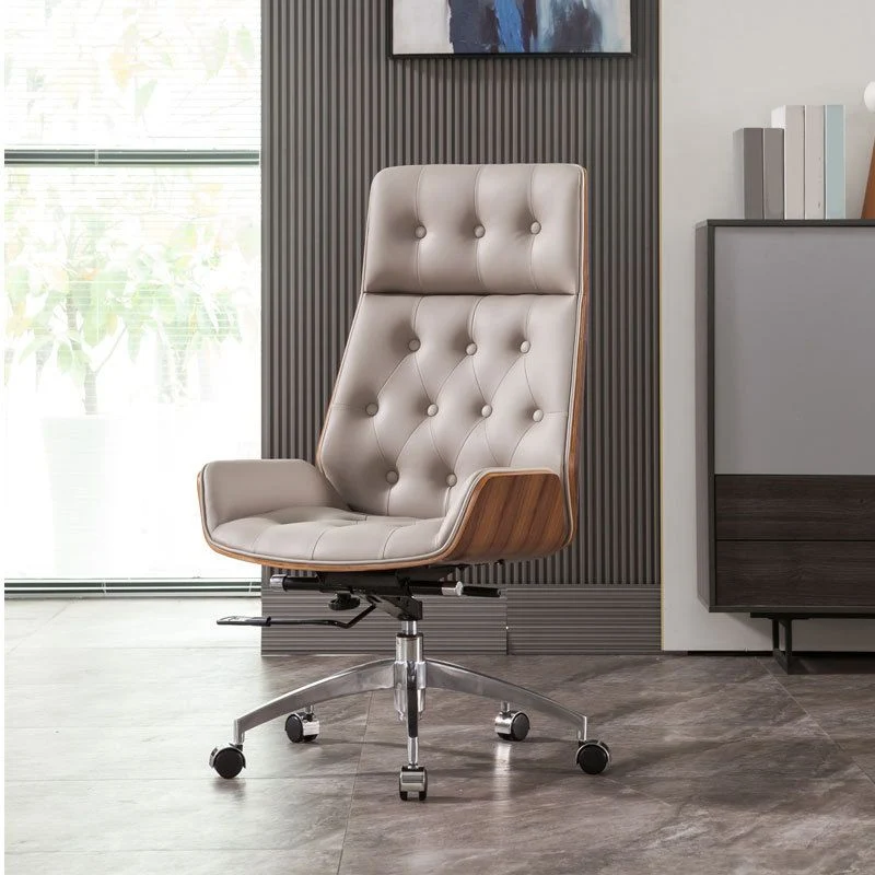 Mécanisme d'inclinaison en cuir de chaise de bureau sans bras moderne aucune chaise pénible avec des roues Clearhalo