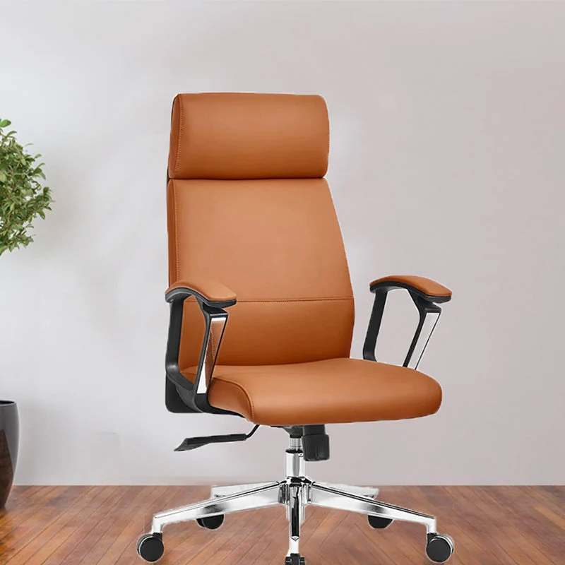 Mécanisme fixe moderne d'inclinaison en cuir de chaise de bureau de bras aucune chaise de bureau pénible Clearhalo