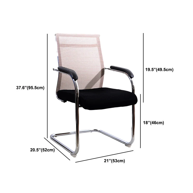 Métal moderne de chaise de conférence de bras fixes aucune chaise de conférence de roues Clearhalo