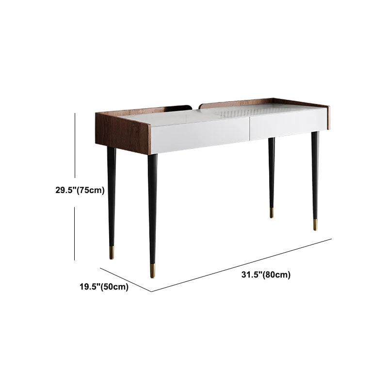 Parsons de bureau en marbre contemporain avec bureau d'écriture à pieds en métal Clearhalo