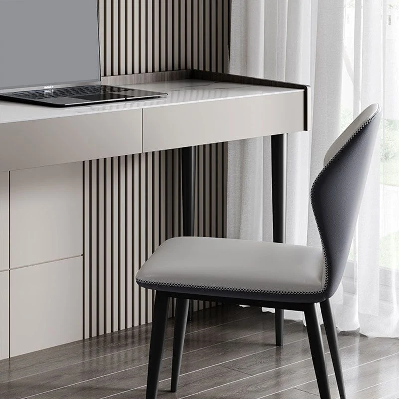 Parsons de bureau en marbre contemporain avec bureau d'écriture à pieds en métal Clearhalo