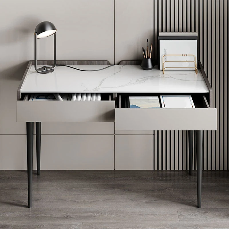 Parsons de bureau en marbre contemporain avec bureau d'écriture à pieds en métal Clearhalo