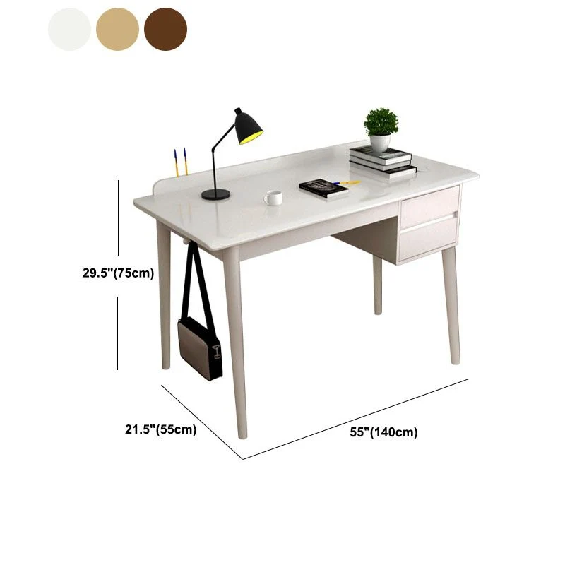 Parsons – bureau moderne en bois d'hévé, bureau d'écriture en bois massif pour la maison Clearhalo