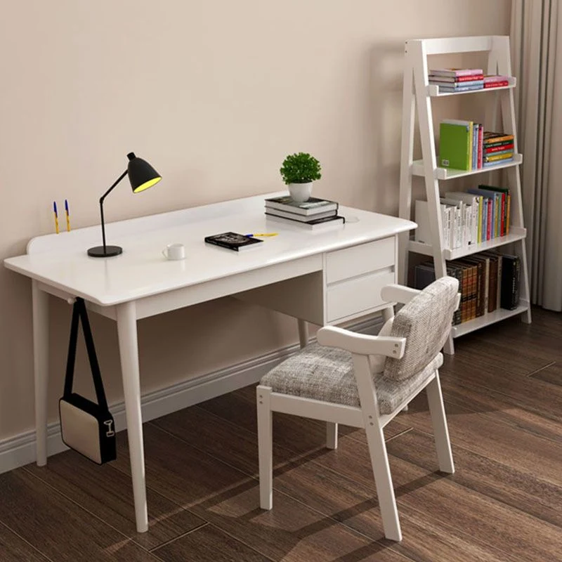 Parsons – bureau moderne en bois d'hévé, bureau d'écriture en bois massif pour la maison Clearhalo
